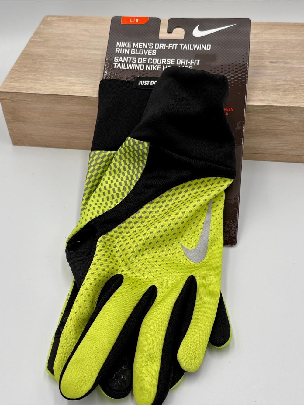 Nike Men's Dri-FIT Run Gloves in Neon Yellow and Black
